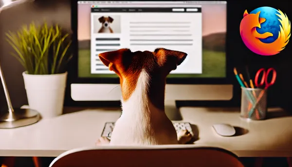 Un jack Russell devant son ordinateur crée son site web 